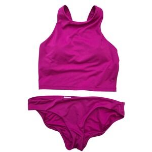 Athleta Bikini‎ Set Conscios Crop Top Clean Medium Bottom Size XS S Fuchsia